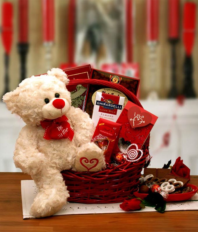 Be Mine Bear Gift Basket