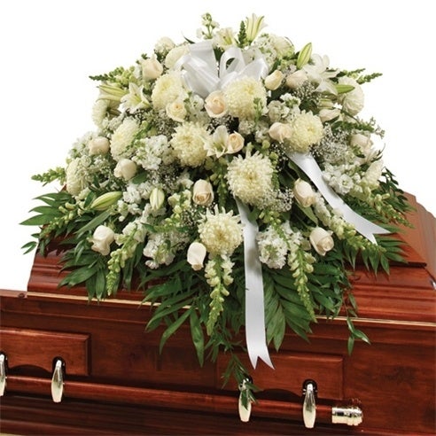 White Mixed Half Casket Cover at Send Flowers