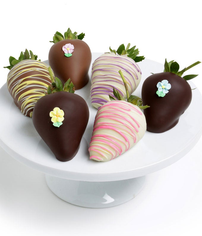 Chocolate Covered Floral Strawberries - 6 Pieces