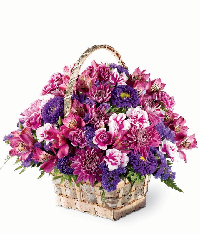 Purple Meadow Basket Bouquet at Send Flowers