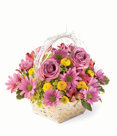 Rustic Lavender Roses Basket