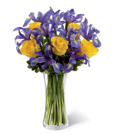 Yellow Roses And Purple Iris