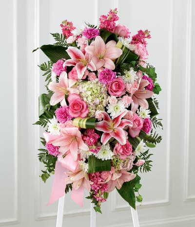 Oval Pink Lily And Rose Spray