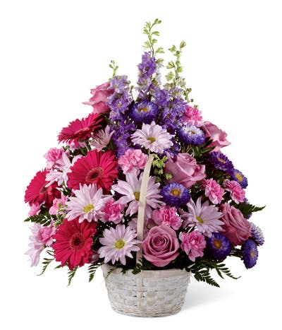 Pastel Sympathy Flowers Basket