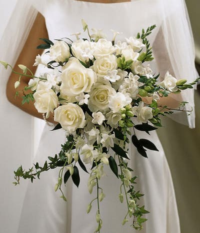 White Rose Handheld Wedding Bouquet