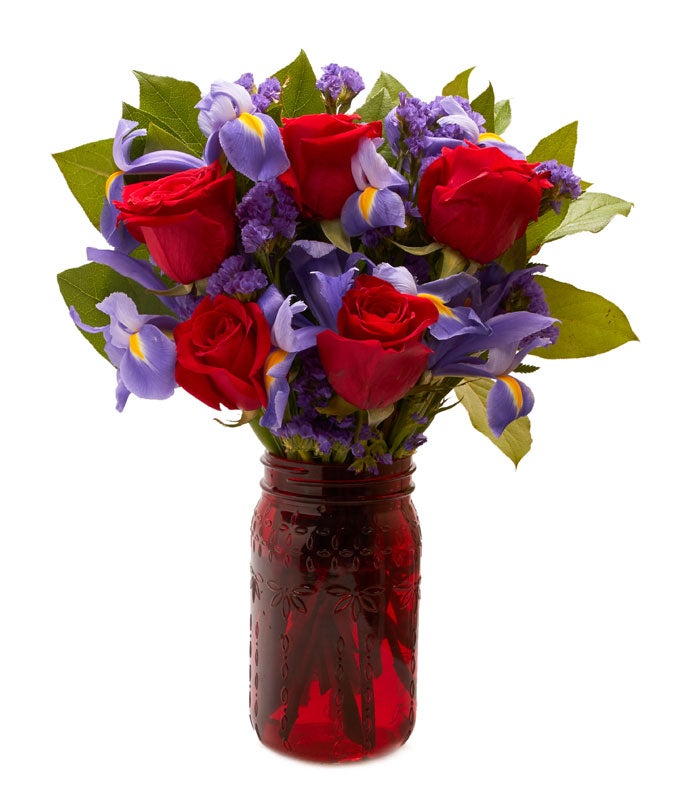 Yellow Lily Red Rose Bouquet at Send Flowers