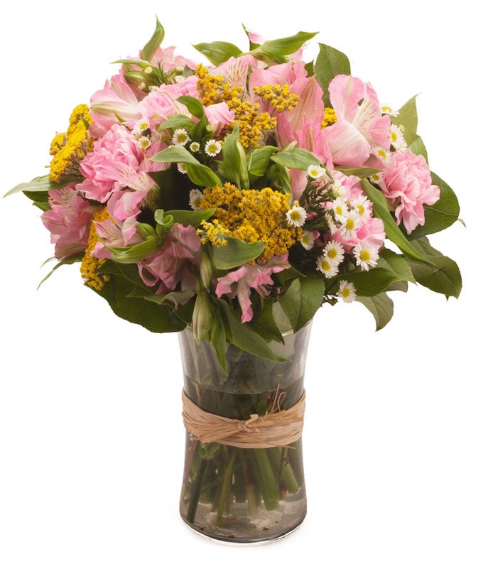 Sunny Pink Carnation Bouquet at Send Flowers