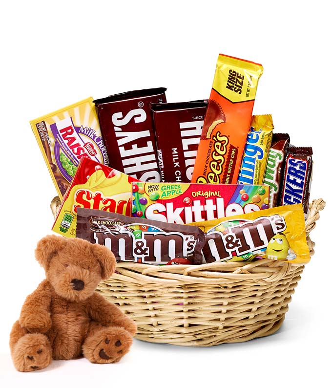 Teddy Bear And Chocolate Gift Basket at Send Flowers