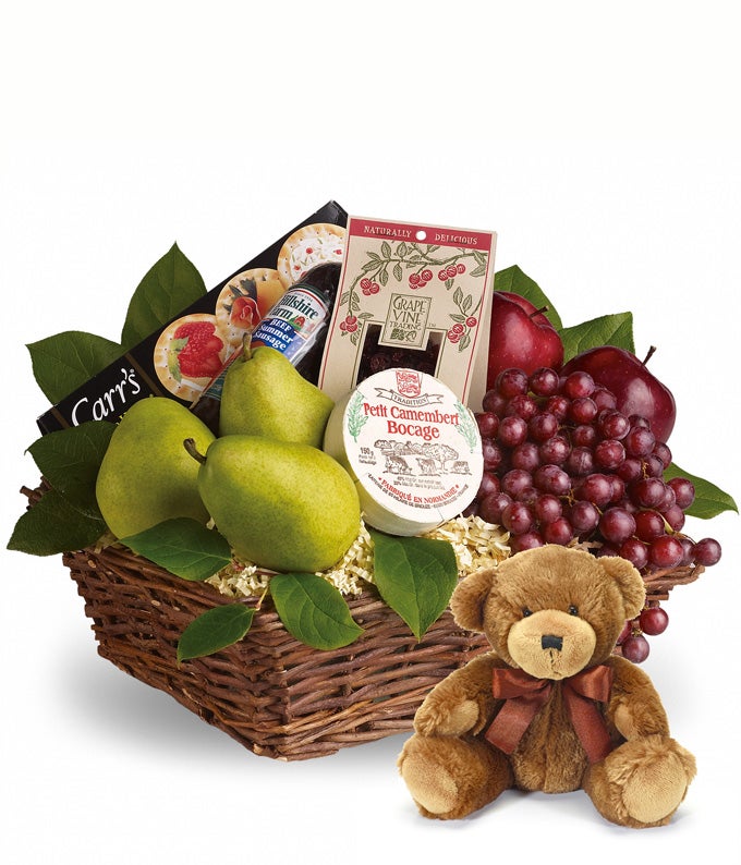 Premium Gift Basket With Bear at Send Flowers