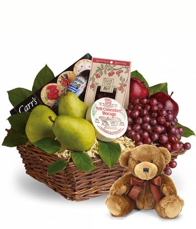 Premium Gift Basket With Bear