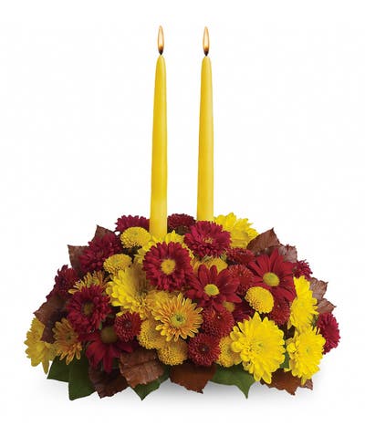 Aster And Mum Candle Centerpiece