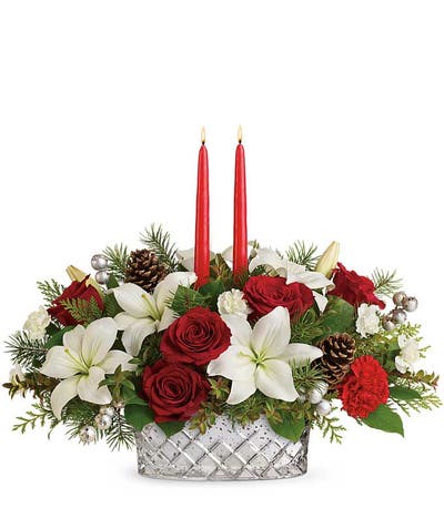 Rose and Lily Holiday Centerpiece