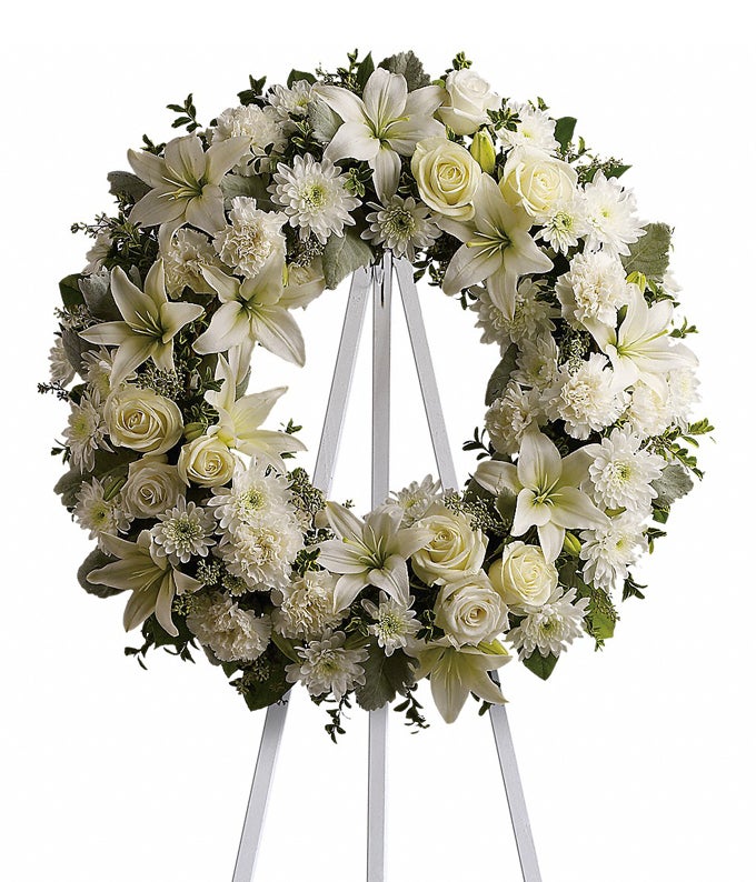 Oval White Standing Spray at Send Flowers