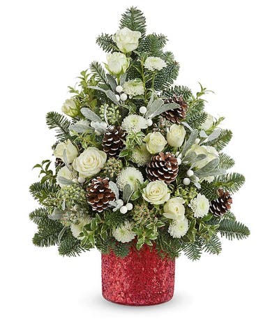Frosted Winter Rose Holiday Tree