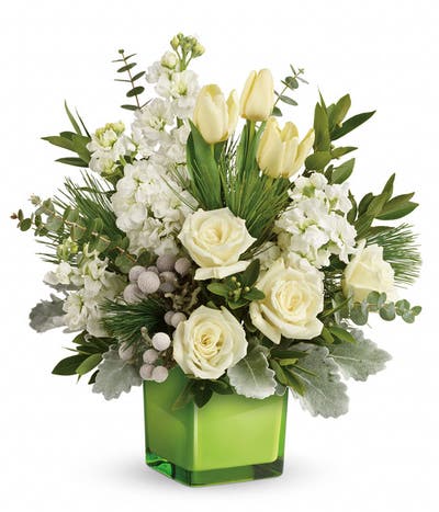Evergreen White Flower Bouquet