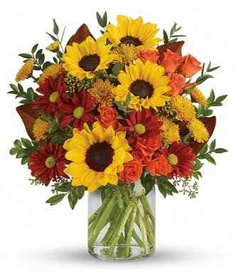 Sunset Sunflowers in Mason Jar