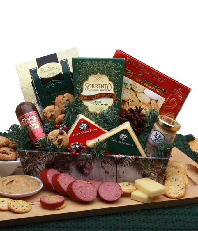 Meat & Cheese & Merry Christmas Gift Basket at Send Flowers