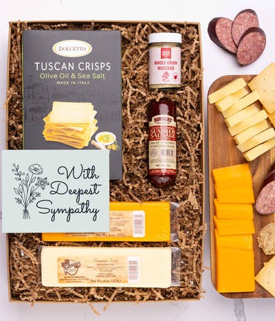 With Sympathy Cheese & Meat Gift Box